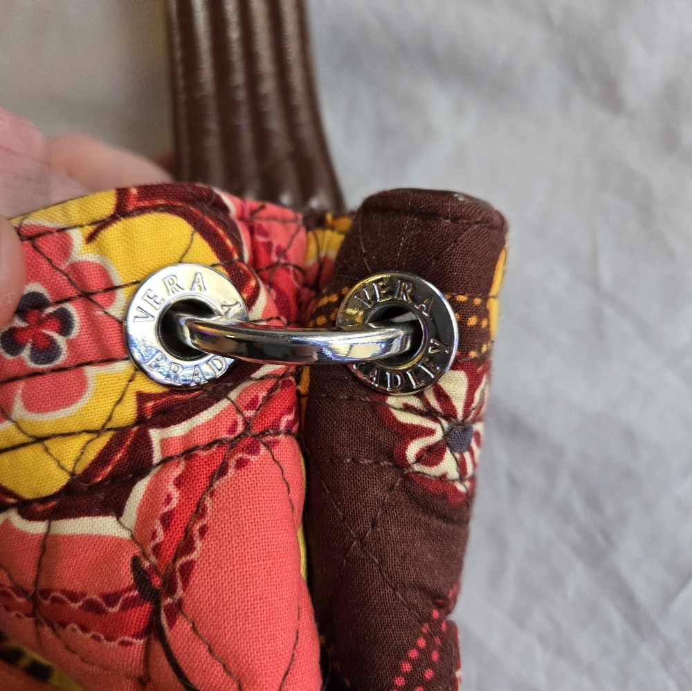 Vera Bradley warm pink & brown 70s florals mini tote bag - Picture 10 of 13